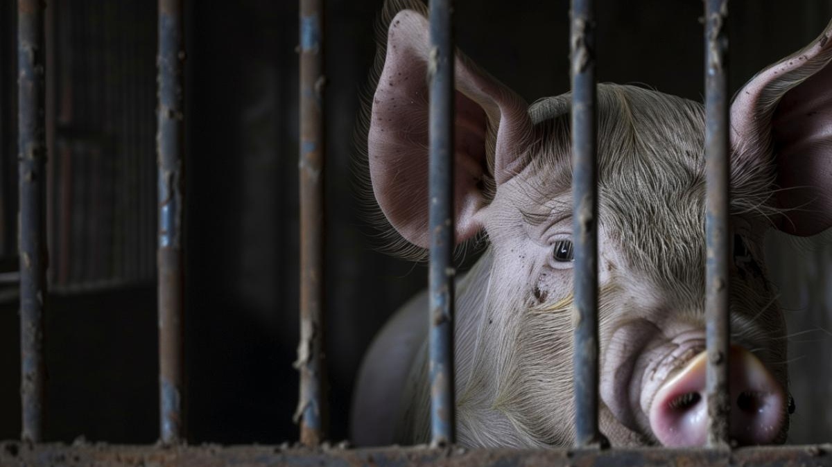 Свинья за решеткой