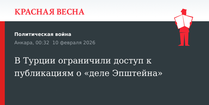 В Турции ограничили доступ к публикациям о «деле Эпштейна»